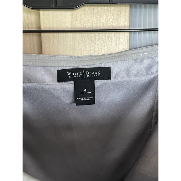 White House Black Market Silk Strapless Women's Dress Size 4 Silver Ombré Party - Picture 4 of 7